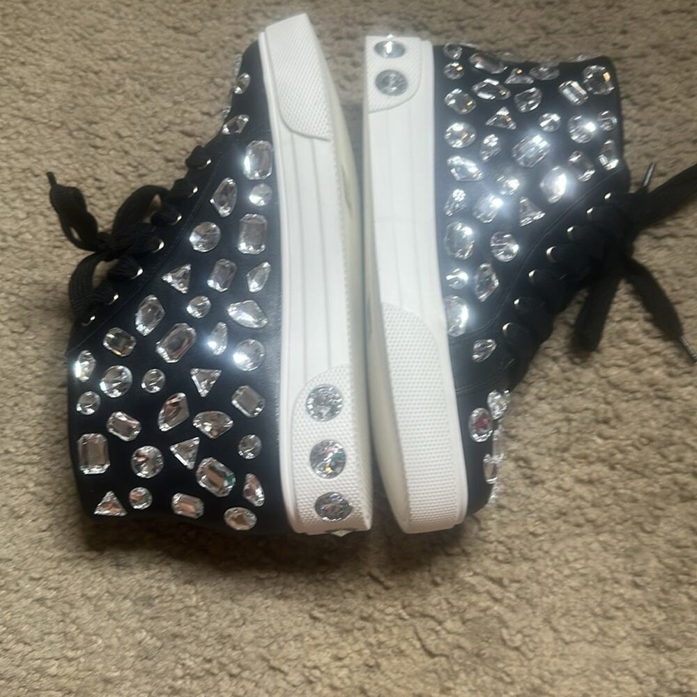 LAUREN LORRAINE NEW IN BOX HILANA BLACK EMBELLISHED HIGH TOP SNEAKERS Size 5.5 - Picture 9 of 15
